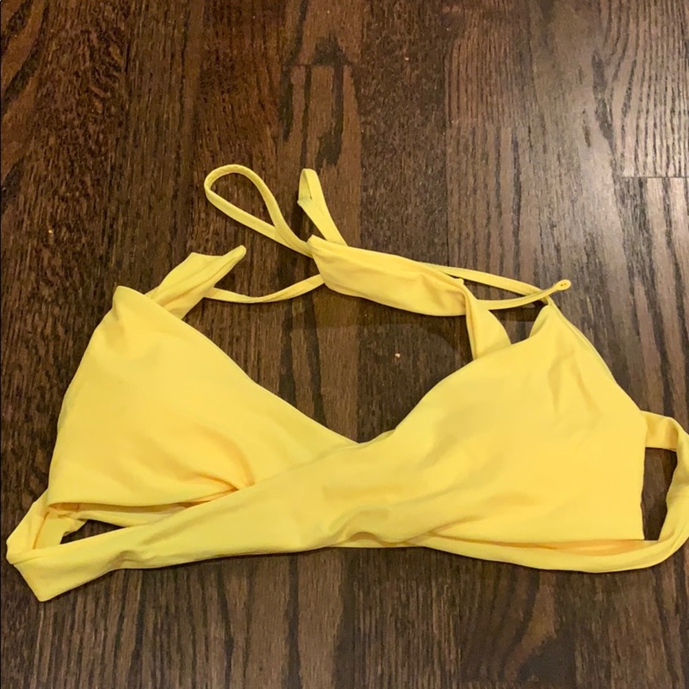 Aerie Neon Yellow Wrap Bikini Top